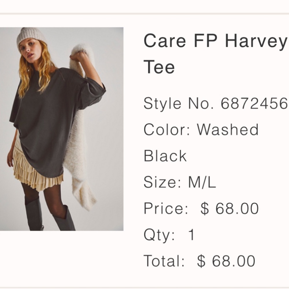 SOLDNWOT Free People Harvey Tee M/L, Black